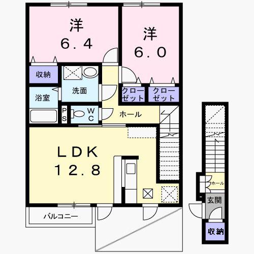 ノイ グランツII(2LDK/2階)の間取り写真