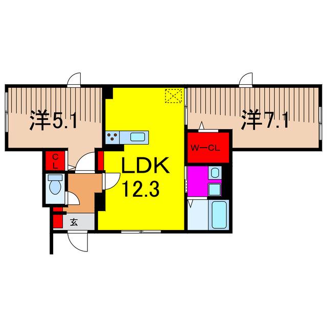 サニーレジデンス(2LDK/1階)の間取り写真