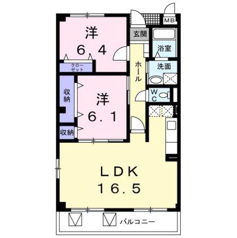 プレステージコートファミーユ館(2LDK/2階)の間取り写真