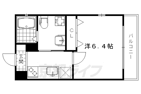 グランドーリアJR円町駅前(1K/2階)の間取り写真