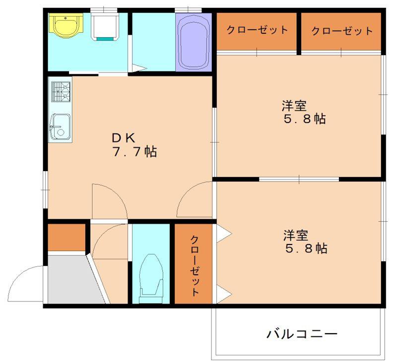 カトレア(2LDK/1階)の間取り写真