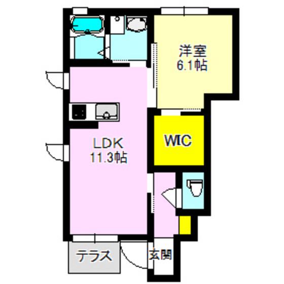 ウィステリアC(1LDK/1階)の間取り写真