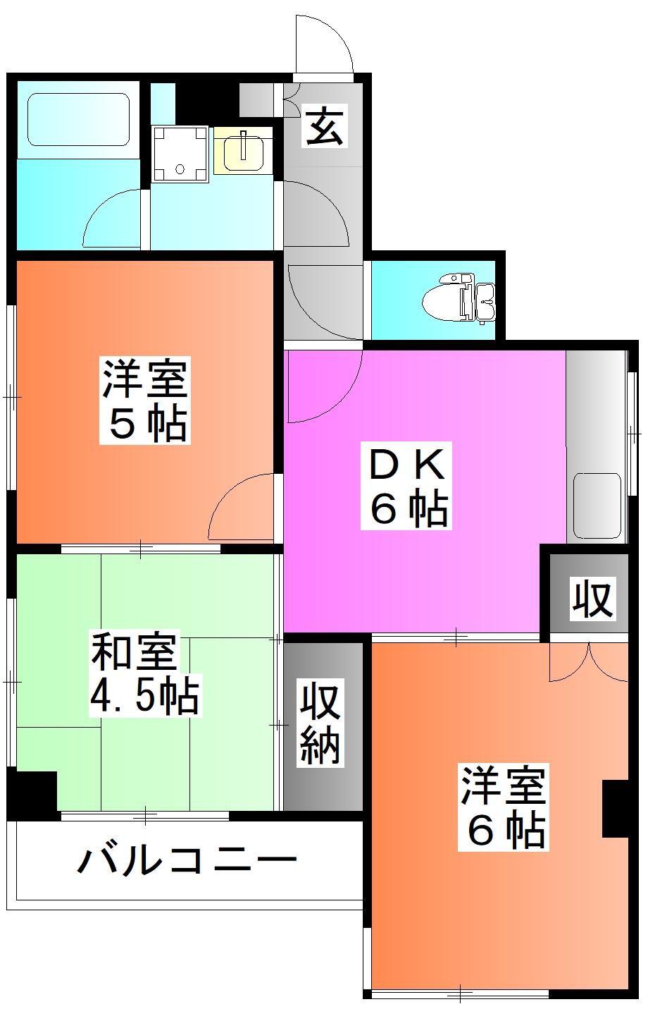 ぷちあみ蕨(3DK/4階)の間取り写真