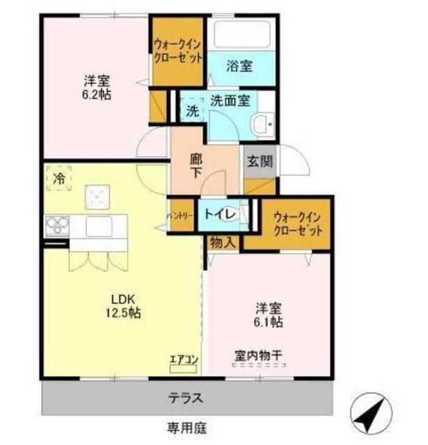 メゾンマグノリア徳住(2LDK/1階)の間取り写真