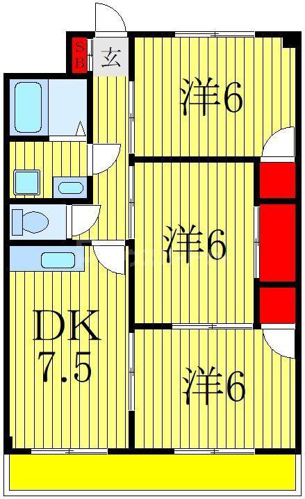 第二パークマンション西原(3DK/2階)の間取り写真