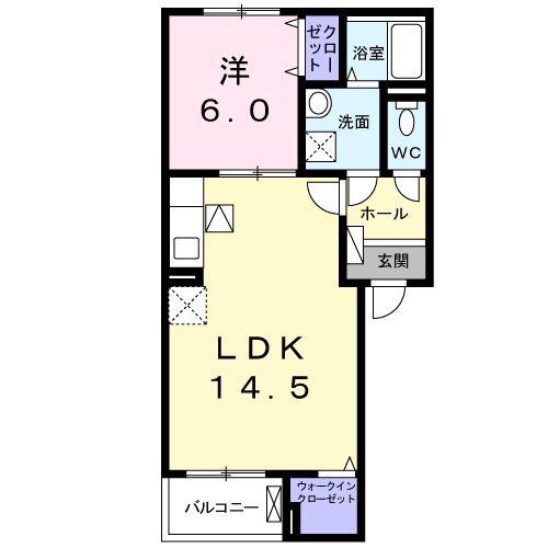 ノースフライト(1LDK/1階)の間取り写真