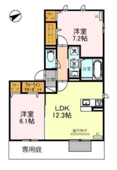 カーサ ワイオリ(2LDK/1階)の間取り写真