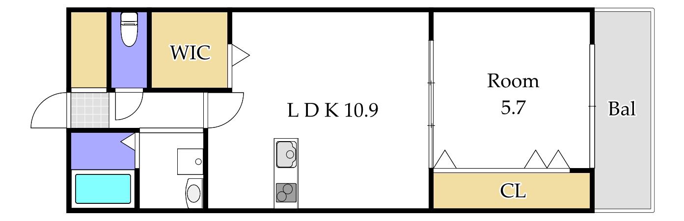 福泊アパート(1LDK/2階)の間取り写真