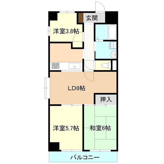 ロイヤルコート(3LDK/3階)の間取り写真