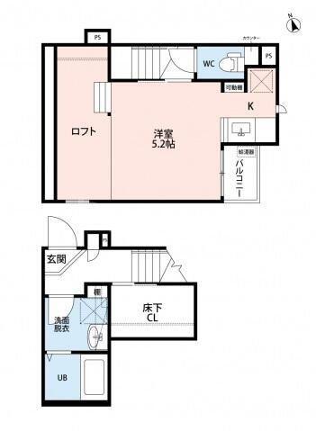 CB八潮アルクス(1K/1階)の間取り写真