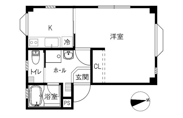 アマンダハイル(ワンルーム/1階)の間取り写真