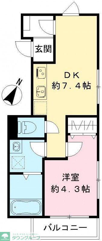 六本木ルガロ(1DK/2階)の間取り写真