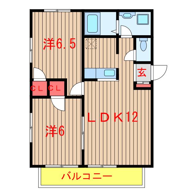 パルティール藤 壱・弐番館(2LDK/1階)の間取り写真