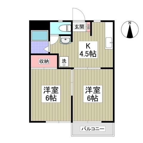 かしまハイツ(2K/1階)の間取り写真