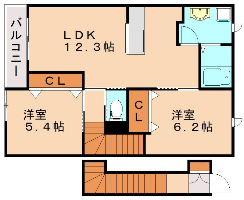 KRONOS(2LDK/2階)の間取り写真