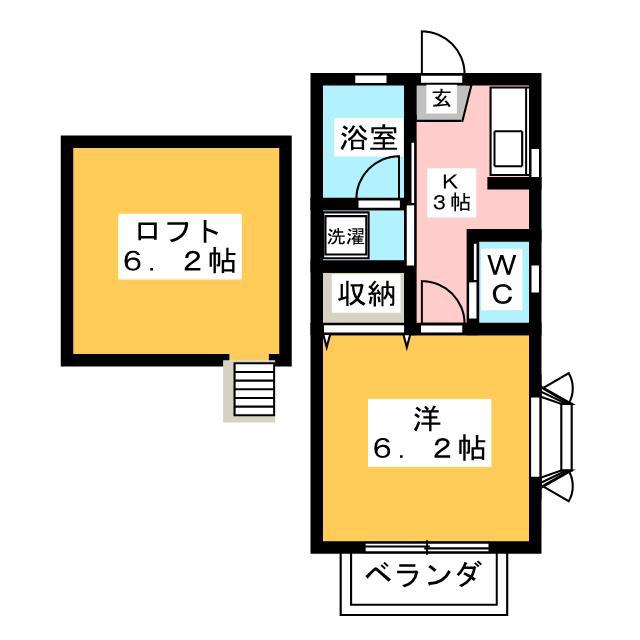 ガーデンパル(1K/2階)の間取り写真