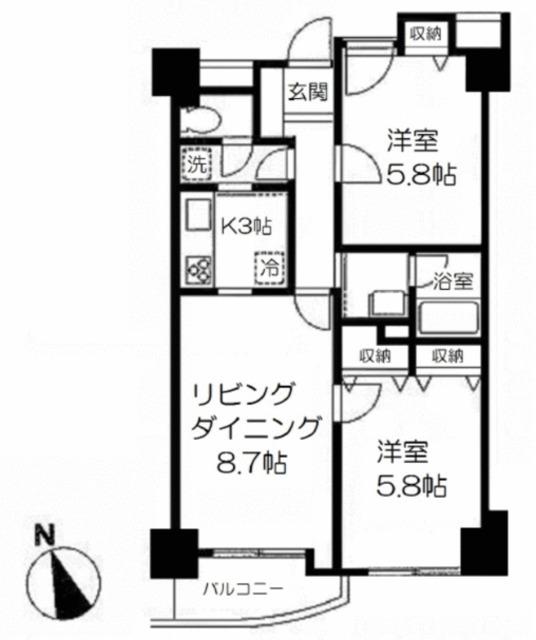 ヴィザージュ橋本(2LDK/4階)の間取り写真