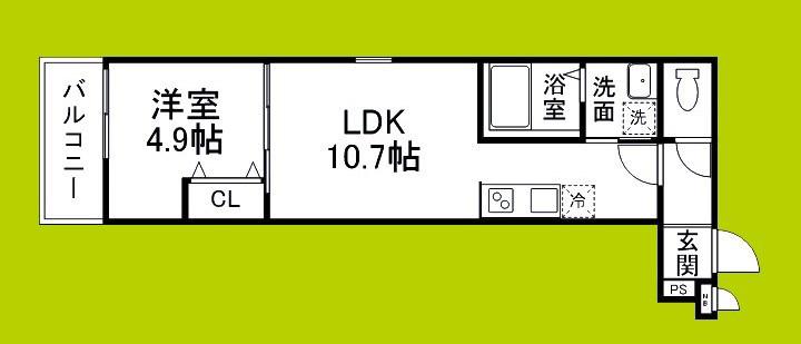 CHARME PARKSIDE I(1LDK/1階)の間取り写真