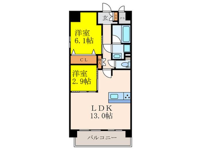 アンフィニ20ヴェルデ(2LDK/4階)の間取り写真
