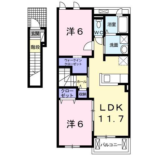カルム メゾン(2LDK/2階)の間取り写真