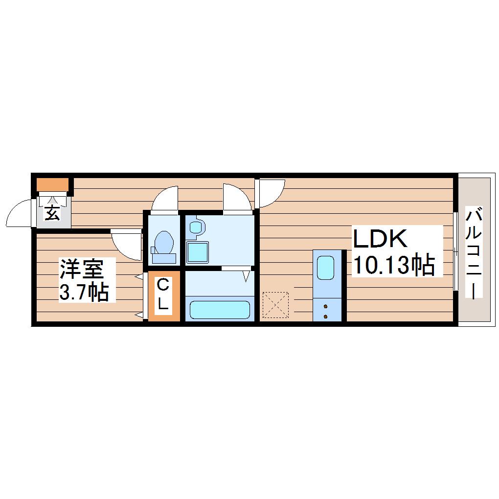 ポミエ・LULU中倉(1LDK/2階)の間取り写真