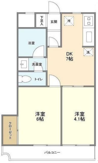 コスモスマンション東村山(2DK/3階)の間取り写真