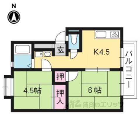 サニーアーバン(2DK/1階)の間取り写真