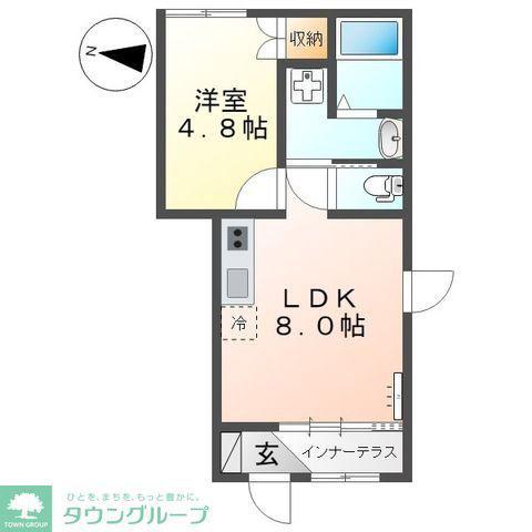 ソラール楓A(1LDK/1階)の間取り写真