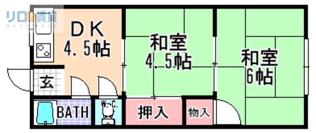 植田文化(2DK/1階)の間取り写真