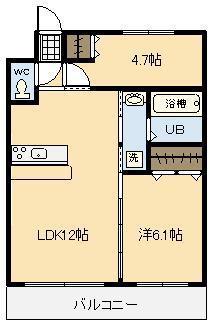 ジン・コーポ橘(2LDK/2階)の間取り写真