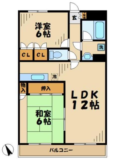 アネックス鶴牧(2LDK/3階)の間取り写真