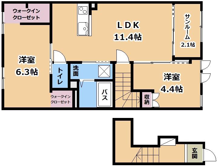 LA・ESCALIER(2LDK/2階)の間取り写真