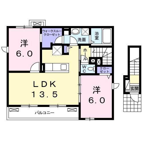 グレイスII(2LDK/2階)の間取り写真