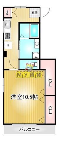 長谷川ビル(1K/2階)の間取り写真