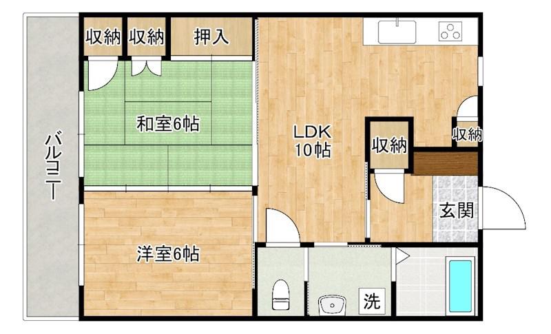 サンシャイン石田(2LDK/1階)の間取り写真