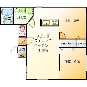 Mハイツ中島6(2LDK/1階)の間取り写真