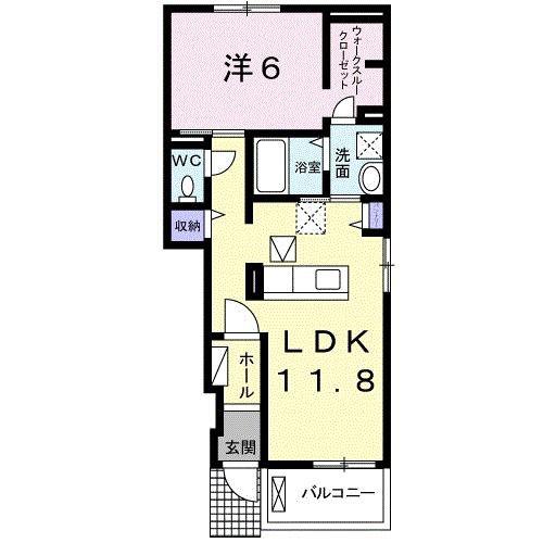カーサ.ビロン(1LDK/1階)の間取り写真