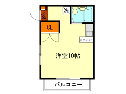 スカイハイツ(ワンルーム/2階)の間取り写真