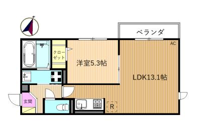 サテライト中央林間(1LDK/2階)の間取り写真