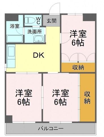 とどろきハイツ(3DK/4階)の間取り写真