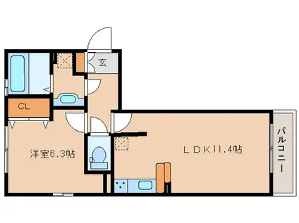 サニーソレイユ(1LDK/3階)の間取り写真