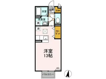 ソレイユ引野(ワンルーム/2階)の間取り写真