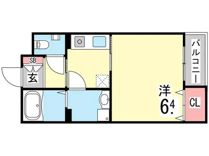 フローラ岡本(1K/1階)の間取り写真