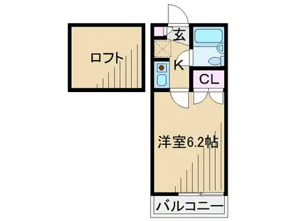 WOODBELL師岡A(1K/2階)の間取り写真