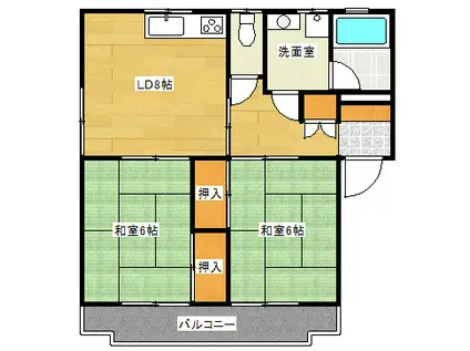 高橋第一ビル(2LDK/3階)の間取り写真