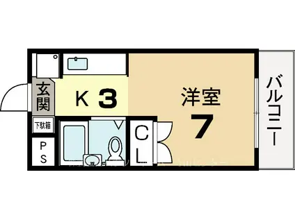 グレセントYYUII(1K/4階)の間取り写真