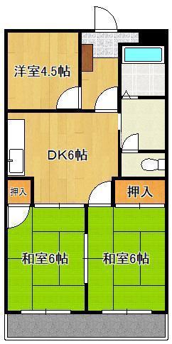 シャトレ青山B棟(3DK/1階)の間取り写真