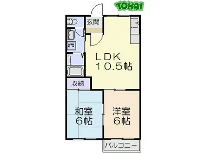 メゾン・ラマール(2LDK/1階)の間取り写真