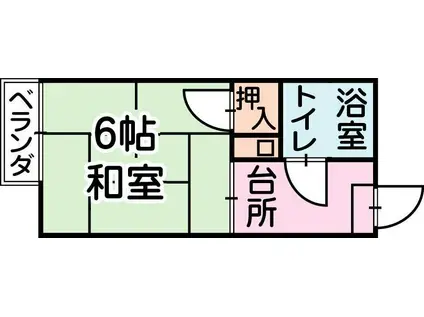 西村コーポ(1K/1階)の間取り写真