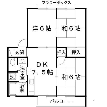 池尻ハイツ B棟(3DK/2階)の間取り写真